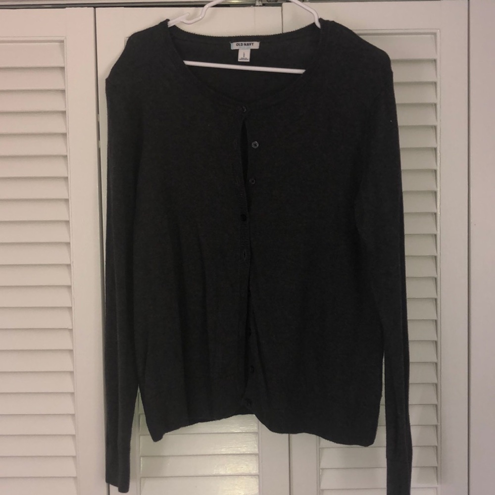 Gray button down sweater